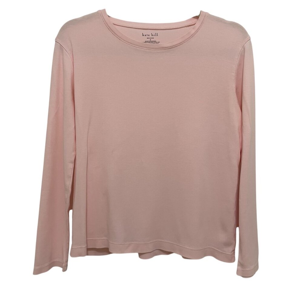 Kate Hill Top Womens M 100% Cotton Light Pink Classic